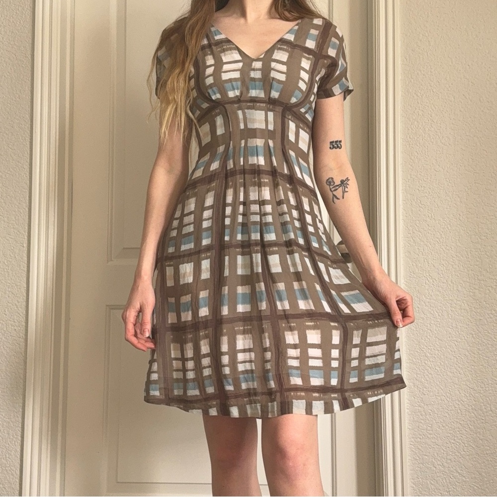Vintage 90s Banana Republic Plaid Silk Mini Dress